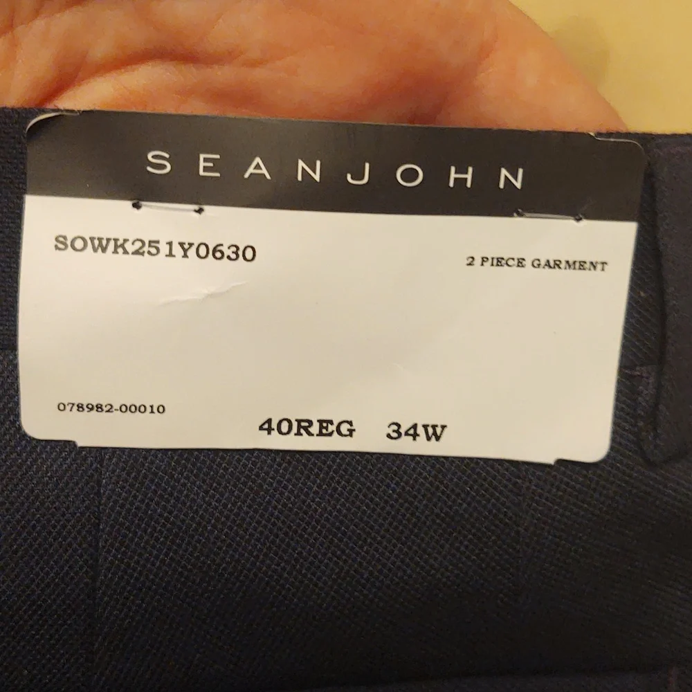 NWT Sean John Navy Blue  Suit Set 40 Reg 34 W